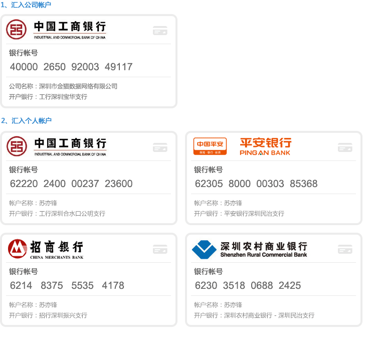 金猫数据付款方式